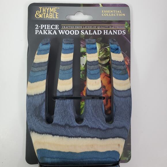 2-Piece Pakka Wood Salad Hand Set, Blue 1.26 x 4.29 x 8.86 Inches - Picture 2 of 5
